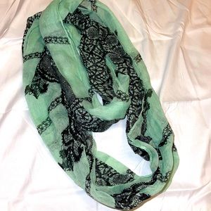 Mint green and black infinity scarf